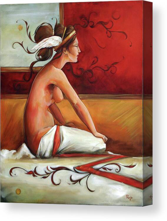 Decorative Canvas Print featuring the painting Decorative Red Mercury by Jacqueline Hudson