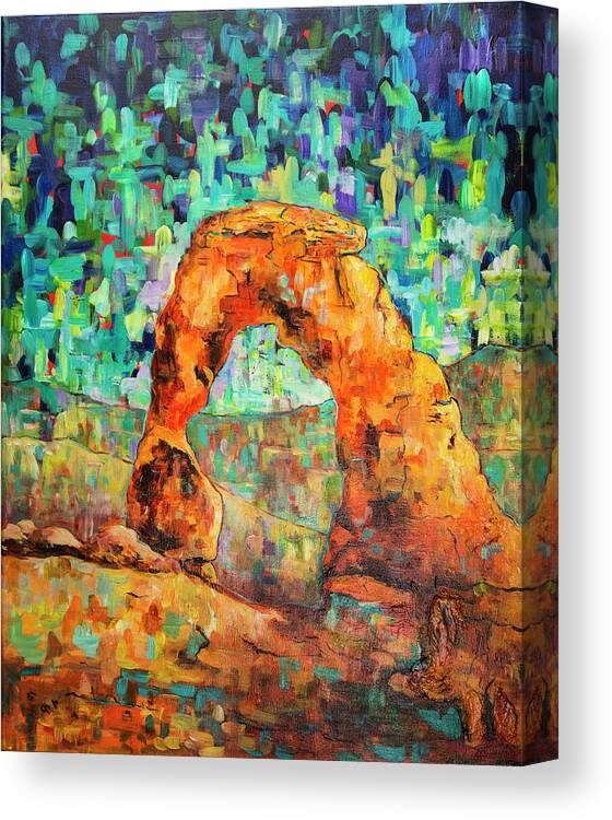 Delicatearch Canvas Print featuring the painting Delicate Arch as an Impression by Sally Quillin