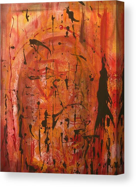 Orange Canvas Print featuring the painting Departing Abstract by 'REA' Gallery