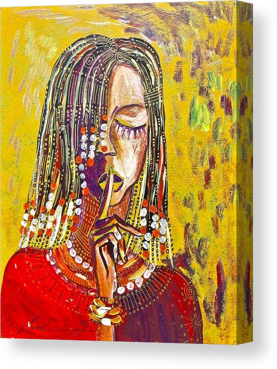 True African Art Canvas Print featuring the painting B-56 by Martin Bulinya