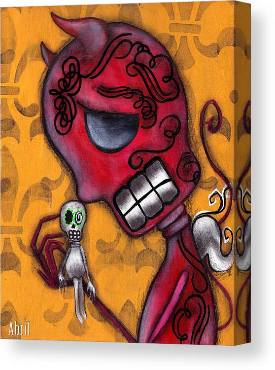 Day Of The Dead Canvas Print featuring the painting Diablito by Abril Andrade