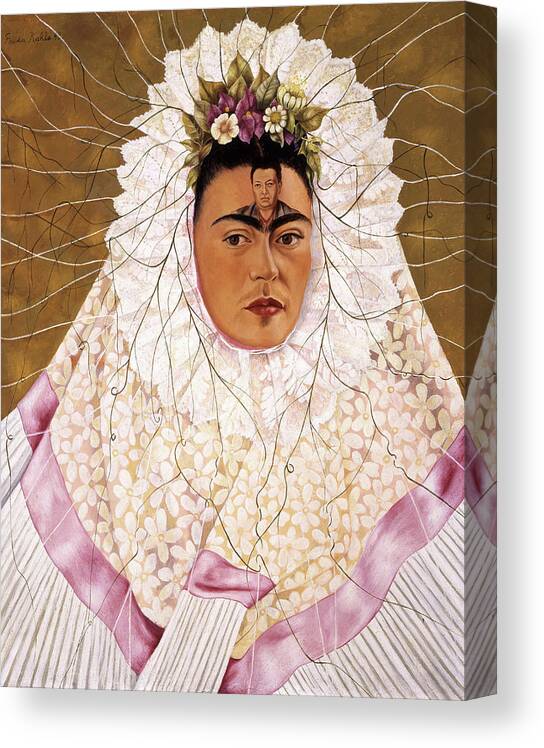 Frida Kahlo Canvas Print featuring the painting Diego on my mind Self-portrait as Tehuana by Frida Kahlo