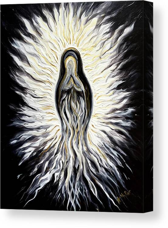 Divine Canvas Print featuring the painting Divine Mother Black and White by Michelle Pier