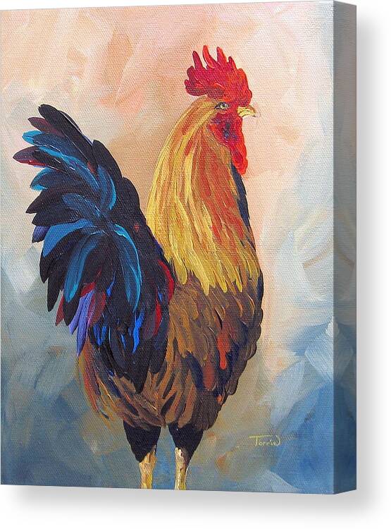 Rooster Canvas Print featuring the painting Does This Make My Butt Look Big by Torrie Smiley