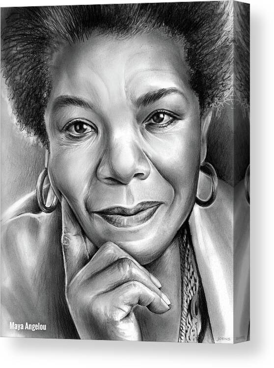 Maya Angelou Canvas Print featuring the drawing Dr Maya Angelou by Greg Joens