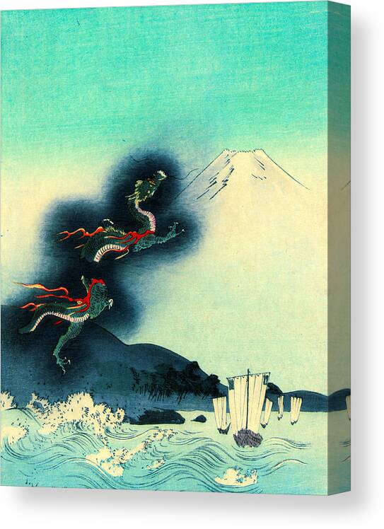 Dragon And Mount Fuji 1910 Canvas Print featuring the photograph Dragon and Mount Fuji 1910 by Padre Art