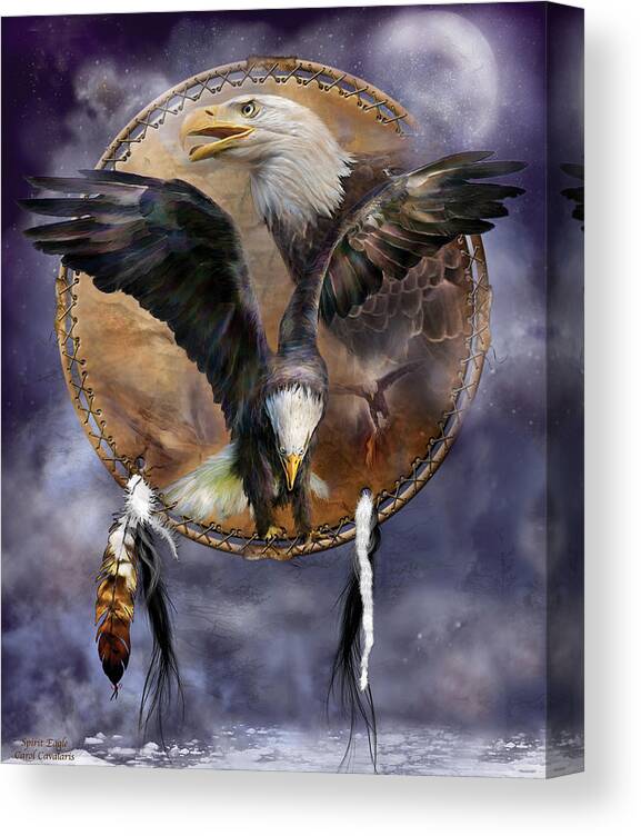 Carol Cavalaris Canvas Print featuring the mixed media Dream Catcher - Spirit Eagle 3 by Carol Cavalaris