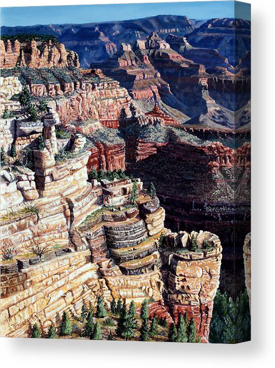 Tl Canvas Print featuring the painting Early Morning from the South Rim by Timithy L Gordon