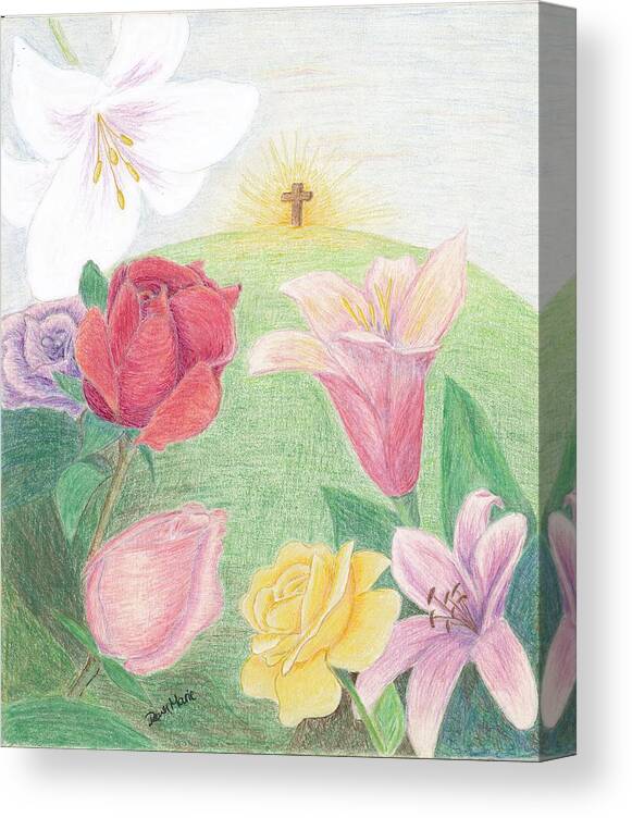 Easter Canvas Print featuring the drawing Easter Morning by Dawn Marie Black