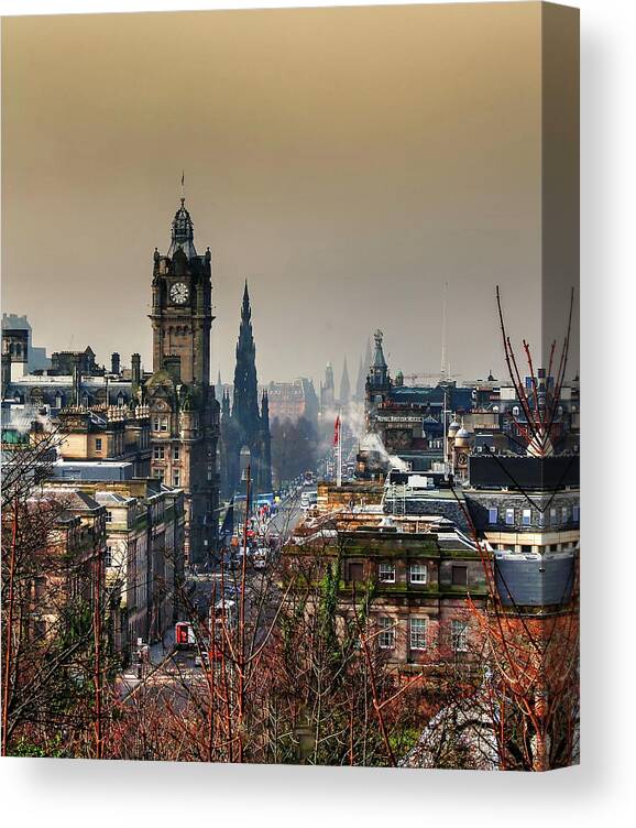 Edinburgh Canvas Print featuring the photograph Edinburgh On A Misty Morning by Jeff Townsend