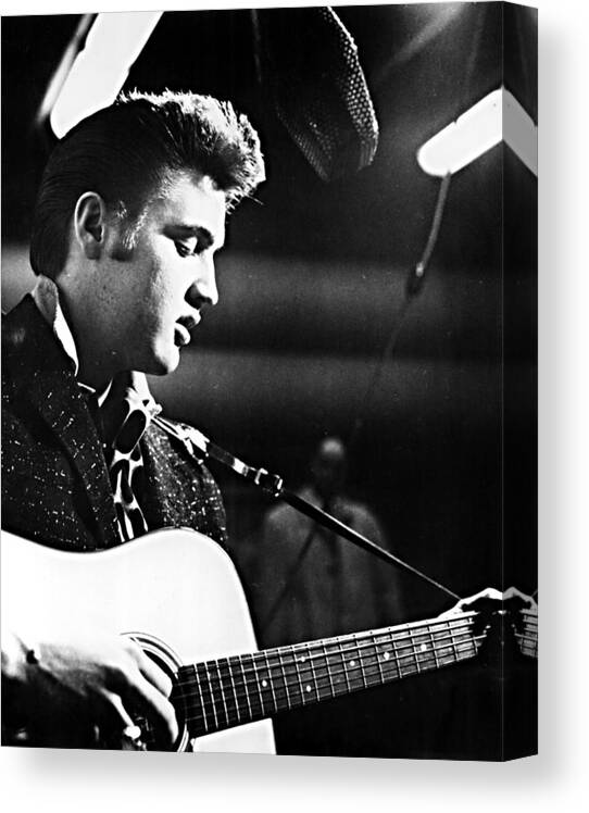 1950s Fashion Canvas Print featuring the photograph Elvis Presley, Recording In The Studio by Everett