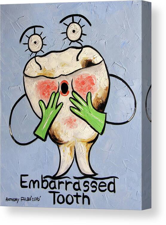 Embarrassed Tooth Canvas Print featuring the painting Embarrassed Tooth by Anthony Falbo