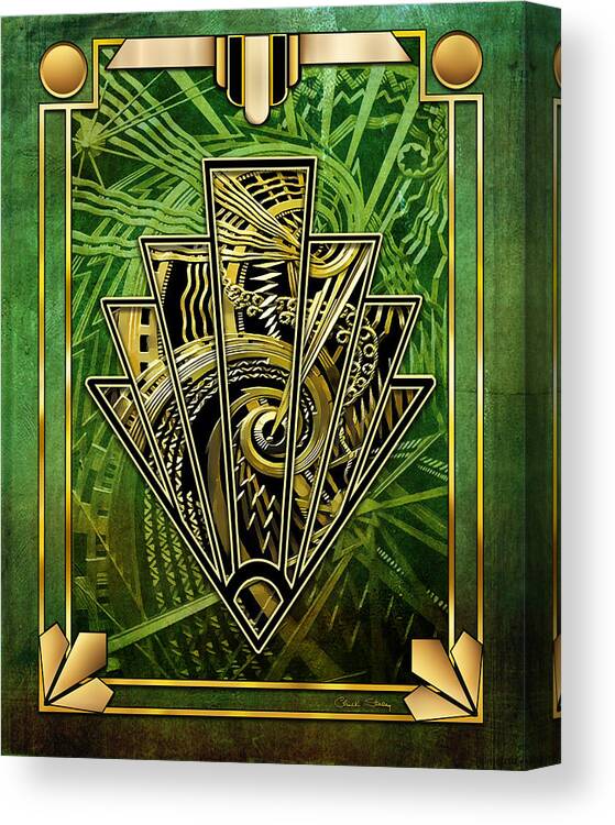 Staley Canvas Print featuring the digital art Emerald Green and Gold by Chuck Staley
