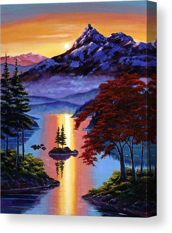 Landscape Canvas Print featuring the painting Enchanted Reflections by David Lloyd Glover