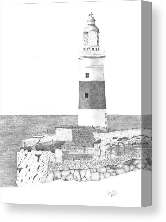 Lighthouse Canvas Print featuring the drawing Europa Point Lighthouse by Patricia Hiltz