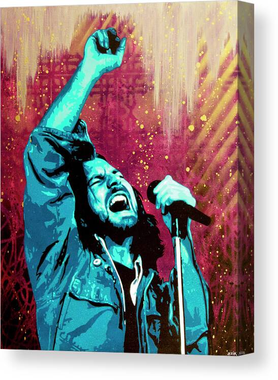 Eddie Vedder Canvas Print featuring the painting Even Flow by Bobby Zeik