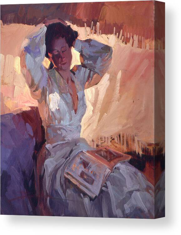 Paintings Of Women Canvas Print featuring the painting Evening Warmth by Elizabeth - Betty Jean Billups
