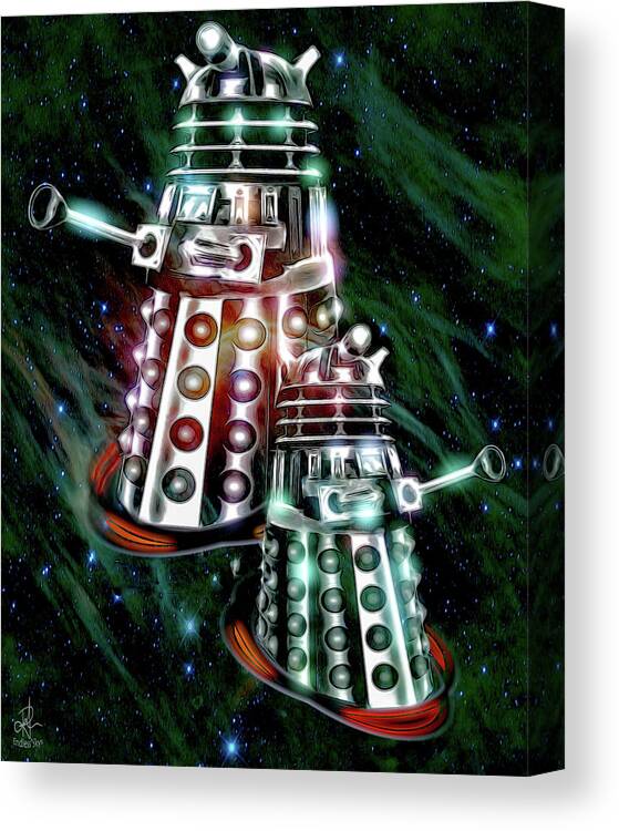 Daleks Canvas Print featuring the digital art Ex-ter-min-ate by Pennie McCracken