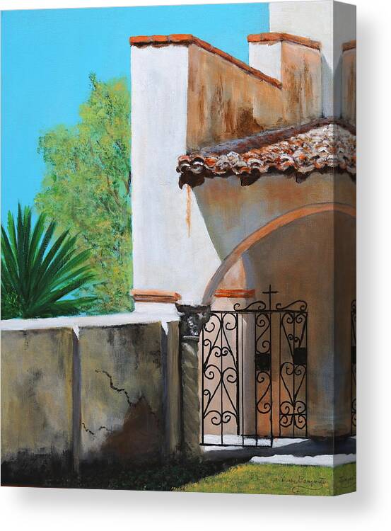 Church Canvas Print featuring the painting Exit To Serve by M Diane Bonaparte