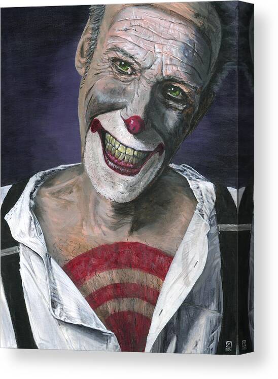 Clown Canvas Print featuring the painting Exposed by Matthew Mezo