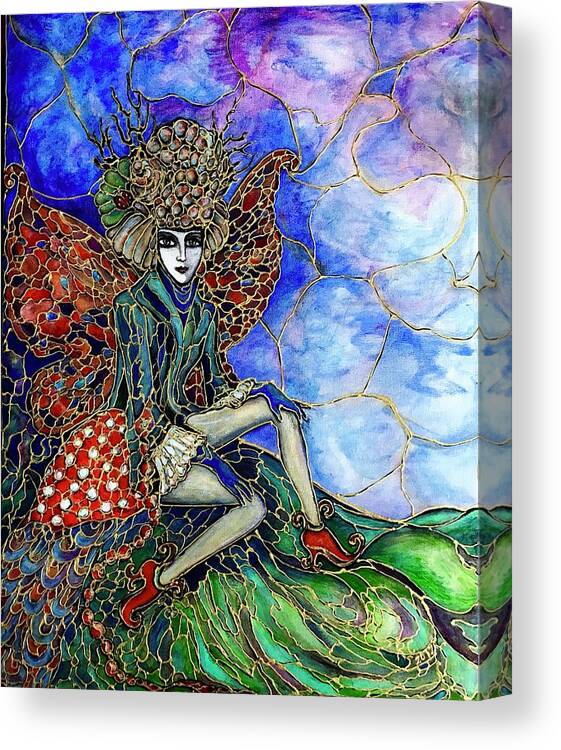 Original Painting Canvas Print featuring the painting Fairy Fashionista by Rae Chichilnitsky