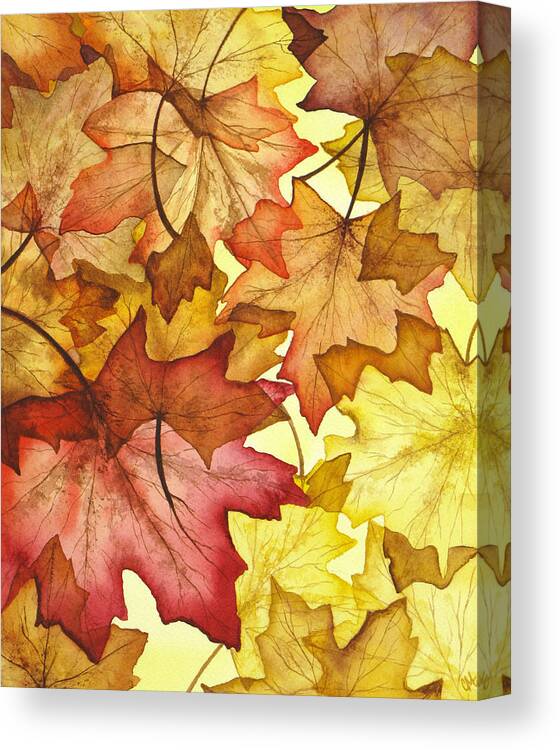 Fall Canvas Print featuring the painting Fall Maple Leaves by Christina Meeusen