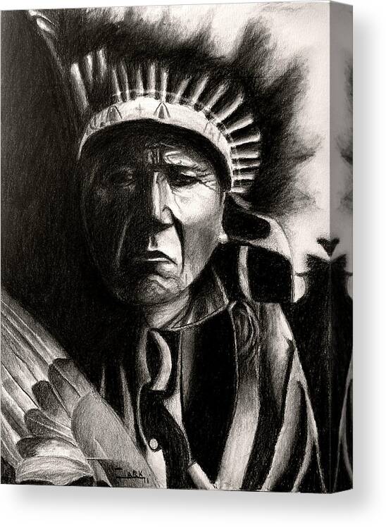 Native Americans Canvas Print featuring the drawing Fast Thunder by Wade Clark