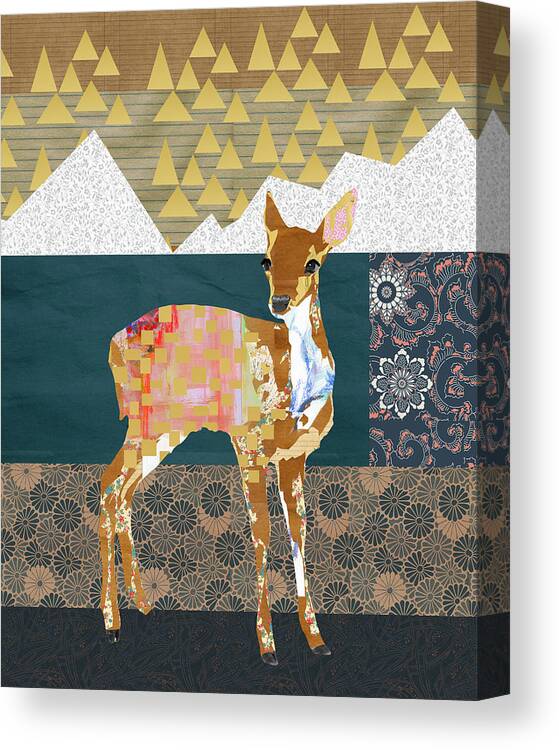 Fawn Collage Canvas Print featuring the mixed media Fawn Collage by Claudia Schoen