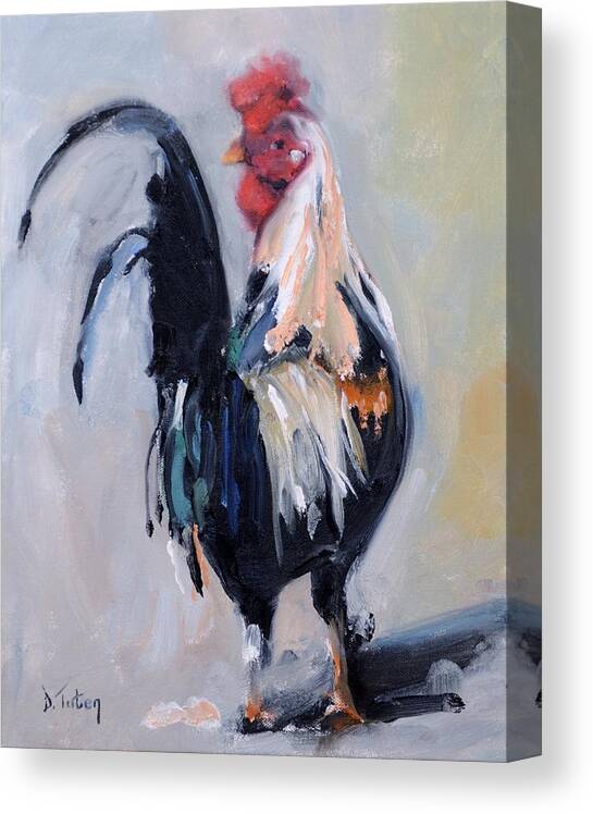 Rooster Canvas Print featuring the painting Feeling Cocky Rooster Painting by Donna Tuten