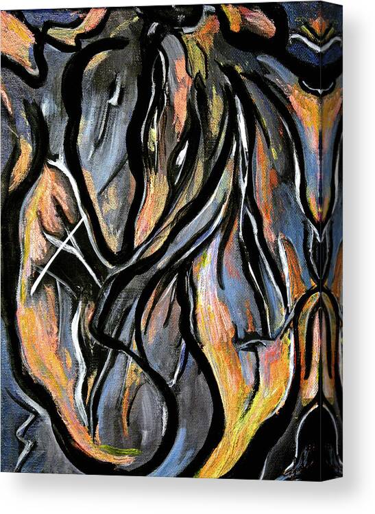 Fire Canvas Print featuring the painting Fire and Stone by Lynda Lehmann