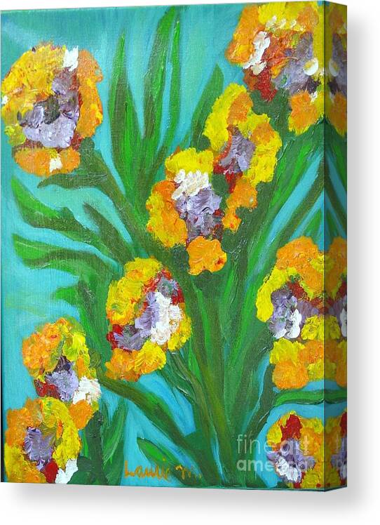 Flower Canvas Print featuring the painting Fire Blossoms by Laurie Morgan