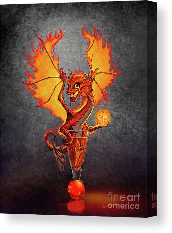 Dragon Canvas Print featuring the digital art Fireball Dragon by Stanley Morrison