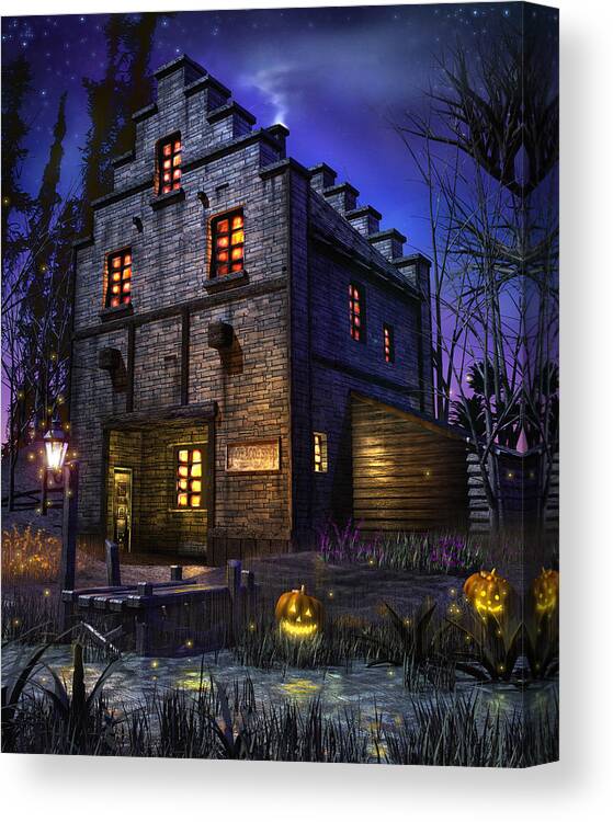 Pumpkin Canvas Print featuring the digital art Firefly Inn by Joel Payne