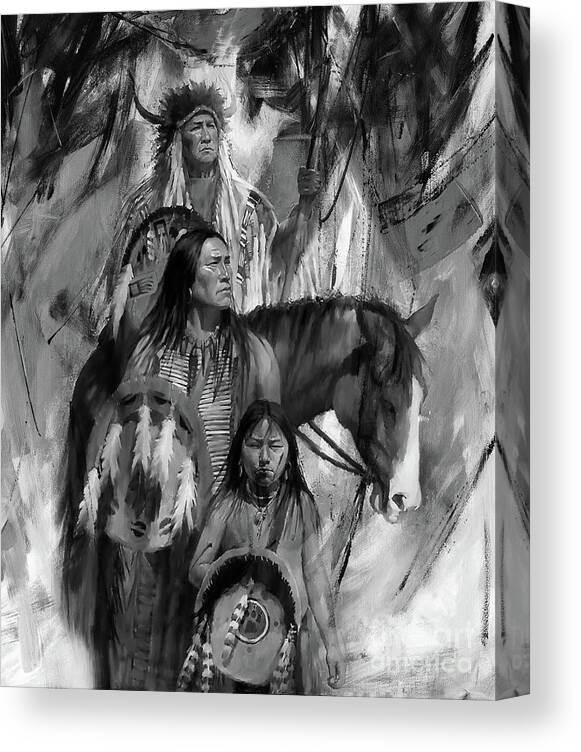 Native American Canvas Print featuring the painting First Nation 78J by Gull G