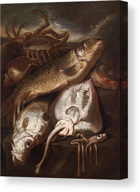 Giacomo Francesco Cipper Canvas Print featuring the painting Fish Still Life by Giacomo Francesco Cipper