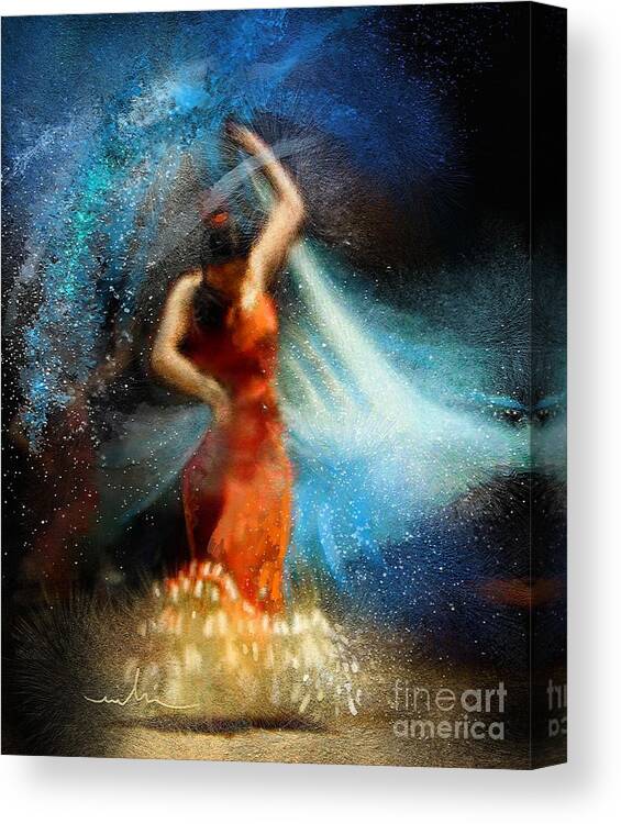 Flamenco Canvas Print featuring the painting Flamencoscape 05 by Miki De Goodaboom
