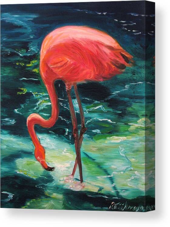 Flamingo Canvas Print featuring the painting Flamingo of Homasassa by Patricia Arroyo