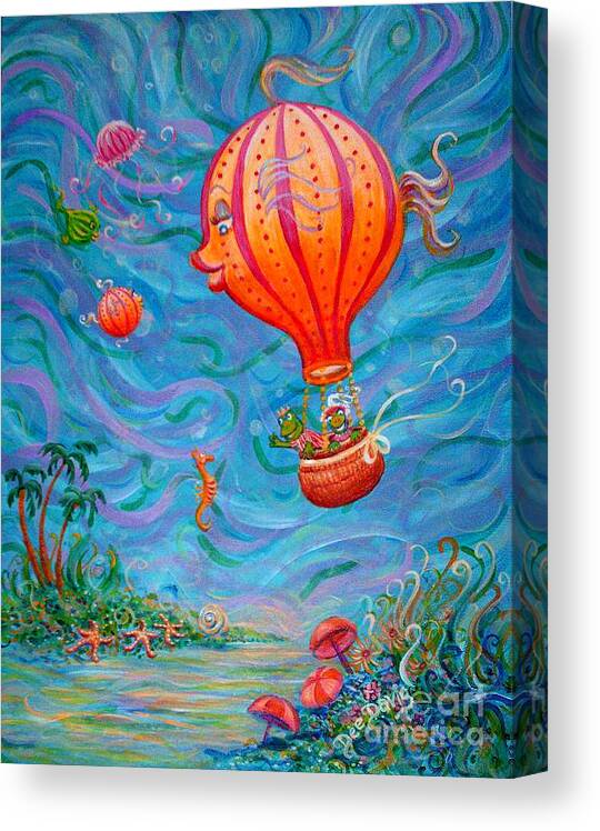 Hot Air Balloon Canvas Print featuring the painting Floating Under the Sea by Dee Davis