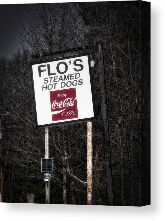 Flos Canvas Print featuring the photograph Flo's Hot Dogs - Cape Neddick - Maine by Steven Ralser