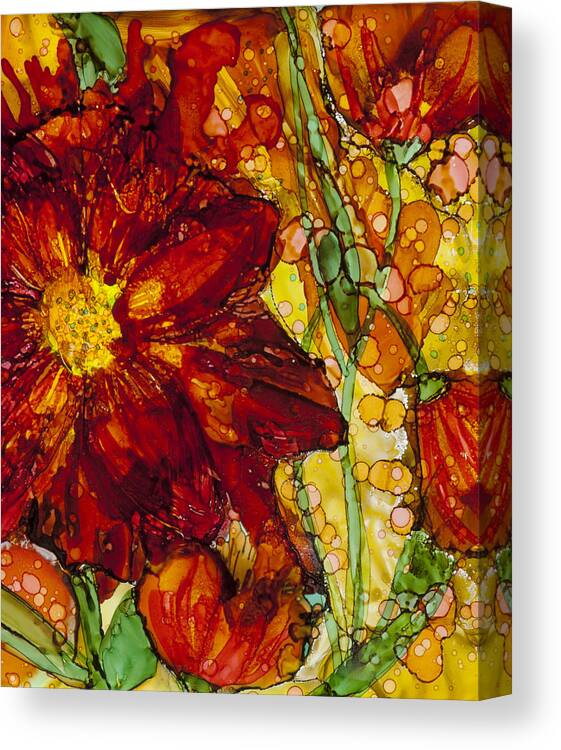 Red Flower Canvas Print featuring the painting Flower 4 by A And K Art Studio