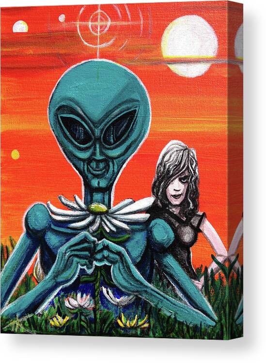 Flower Canvas Print featuring the painting Flower. Alien. Moon by Similar Alien