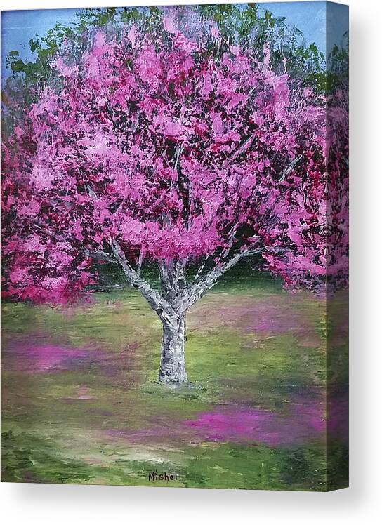 Impressionistic Canvas Print featuring the painting Flowering Tree by Mishel Vanderten