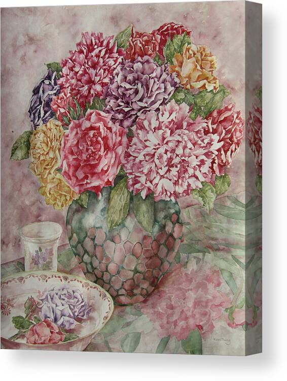 Painting Canvas Print featuring the painting Flowers Arrangement by Kim Tran