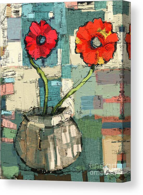 Bright Canvas Print featuring the painting Flowers by Carrie Joy Byrnes