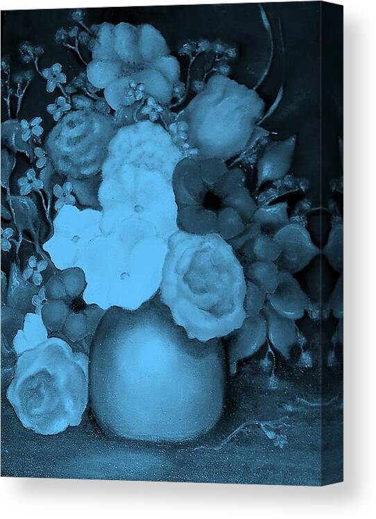 Blue Flowers Canvas Print featuring the painting Flowers in Blue by Jordana Sands