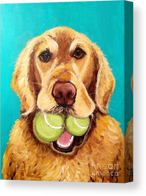 Golden Retriever Canvas Print featuring the painting For Andrews Love by Ania M Milo