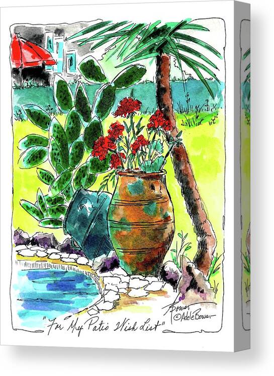 Cactus Canvas Print featuring the painting For My Patio Wish List by Adele Bower