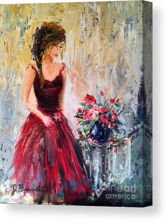 Woman Canvas Print featuring the painting Forgotten Rose by Jennifer Beaudet