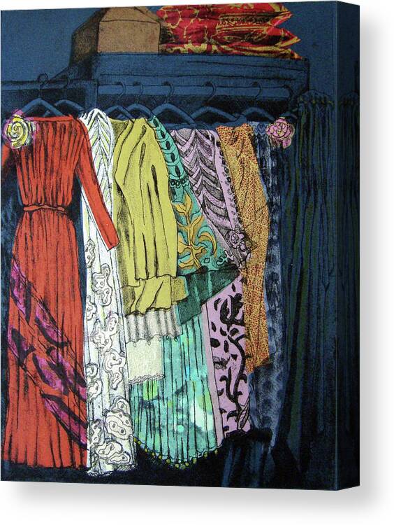 Fortuny Canvas Print featuring the mixed media Fortuny Closet #4 by Karen Coggeshall