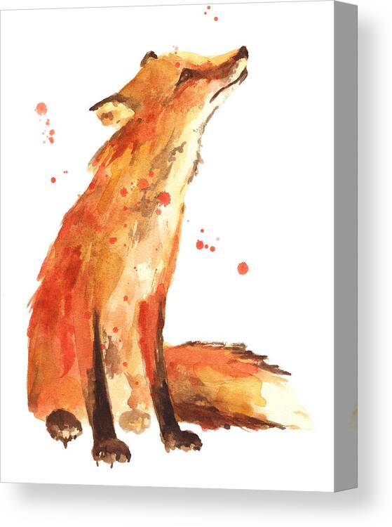 Red Fox Canvas Print featuring the painting Fox Painting - Print from Original by Alison Fennell
